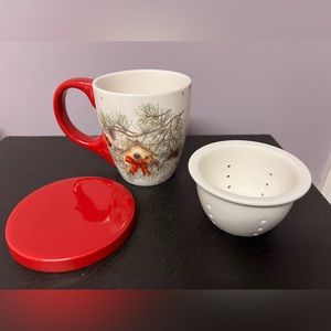 3pc LANG Christmas CARDINAL Mug TEA Infuser CUP